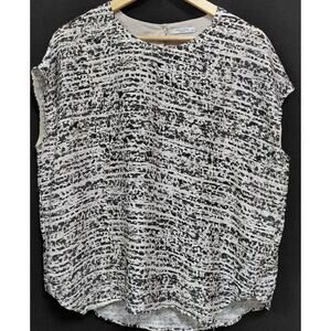 M.M.LAFLEUR NEW YORK ..Lafleur Black White Print Top Sleeveless Crew Neck Size L